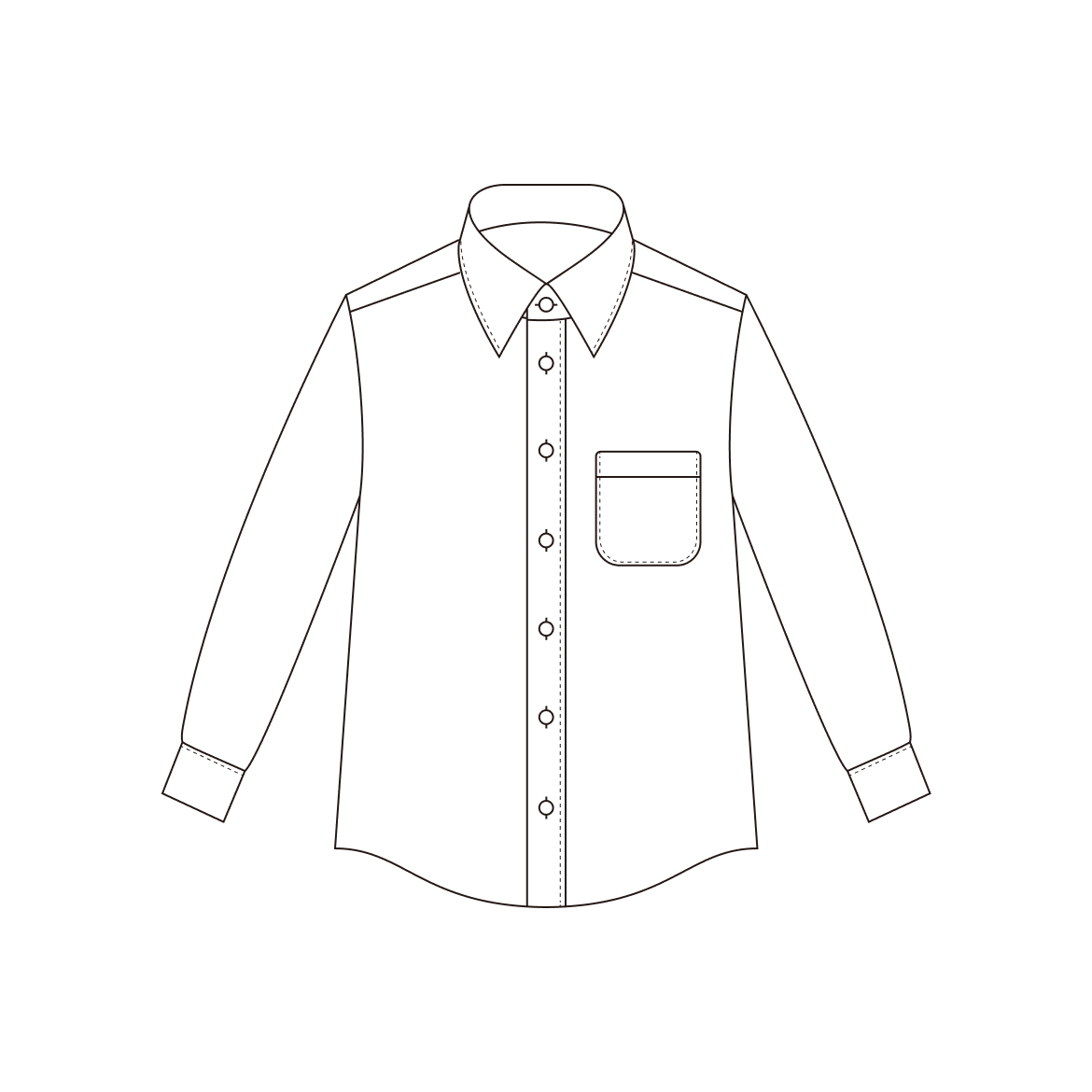 シャツ（フロント）の各部名称